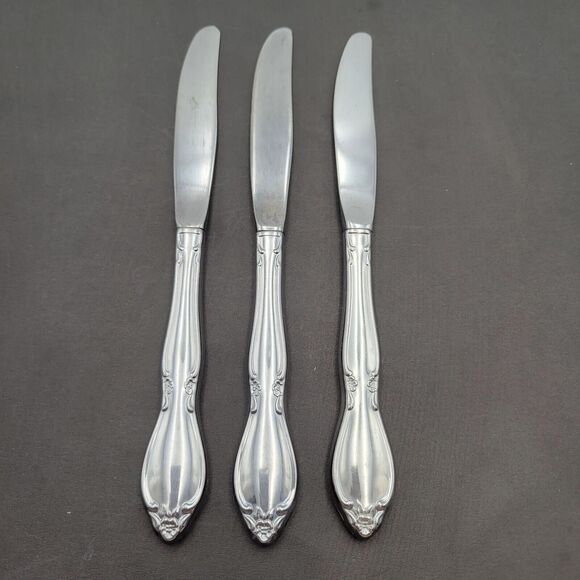 Set of 3 Oneida Community CHATELAINE Hollow Handle Dinner Knives 8.25" Stainless - Picture 2 of 4